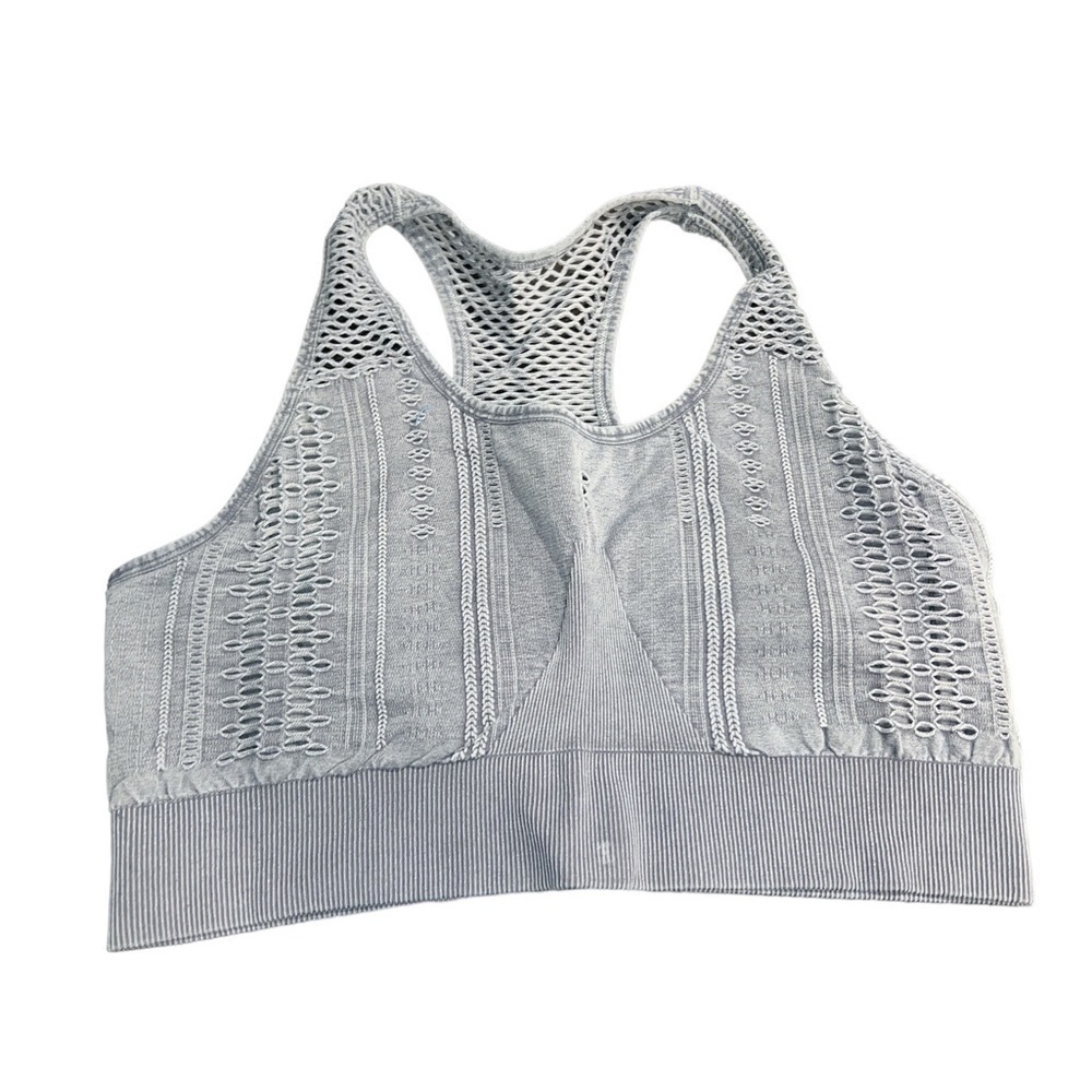 Nanette Lepore Play Womens 1X Blue Acid Wash Mesh Seamless Racerback Sports Bra
